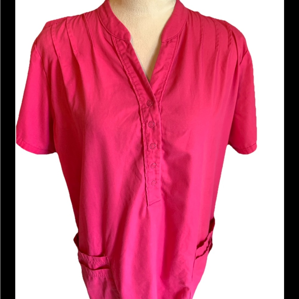 Butter-Soft by UA Hot Pink Scrub Top Pockets Pullover